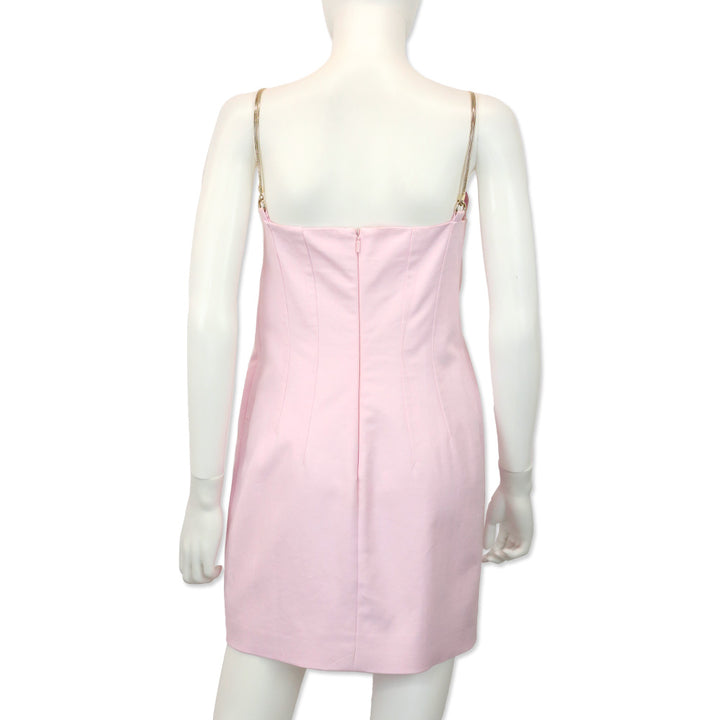 Versace Blush Pink Cotton Chain Link Strap Sleeveless Mini Dress