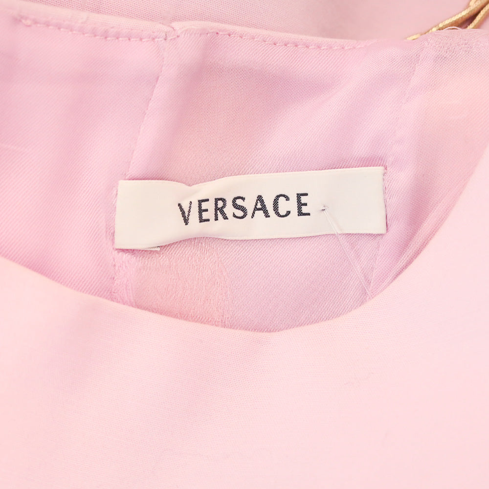 Versace Blush Pink Cotton Chain Link Strap Sleeveless Mini Dress