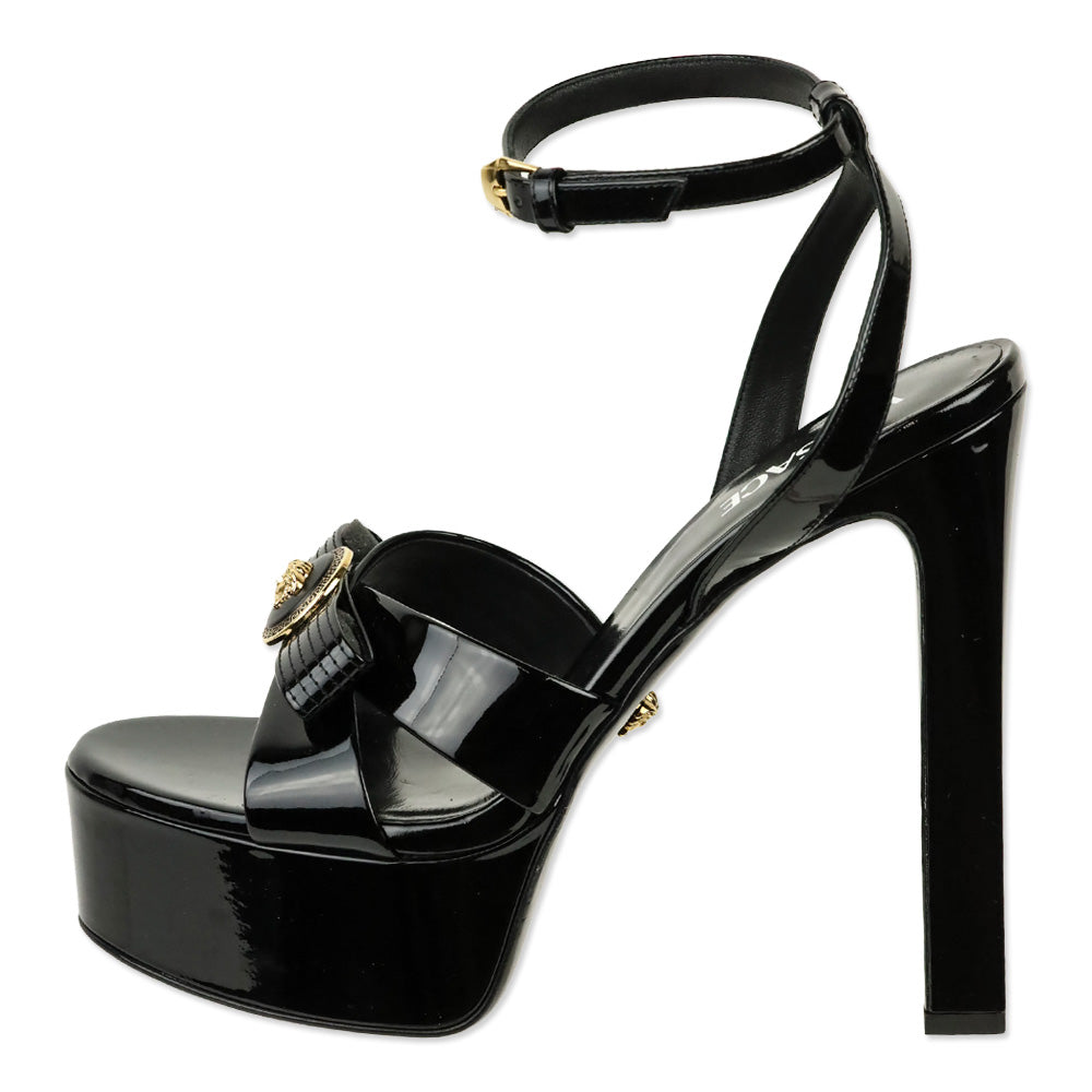 Versace Gianni Ribbon Patent Leather 140mm Sandals