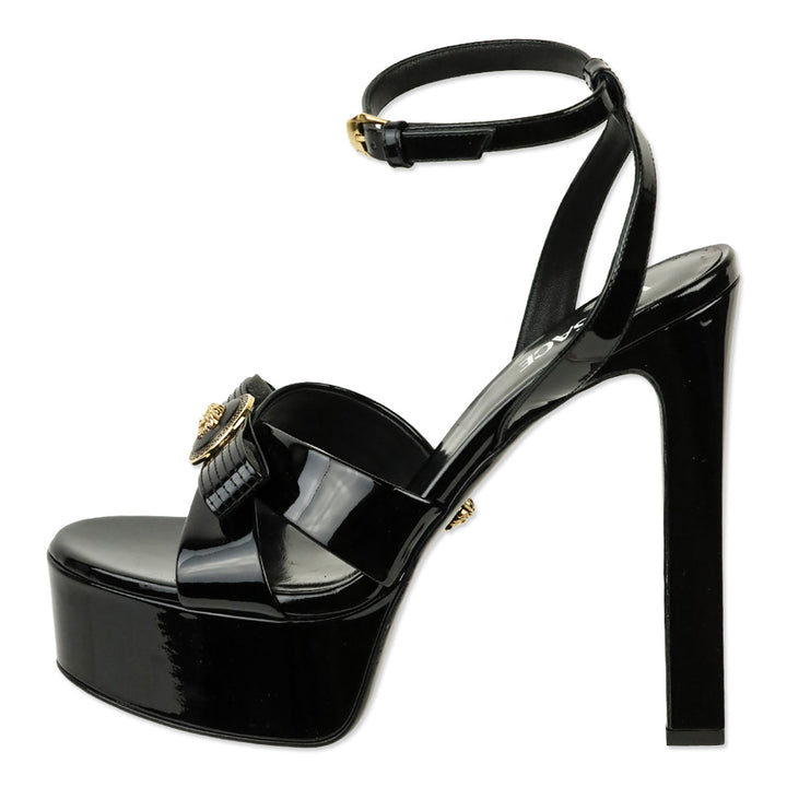 Versace Gianni Ribbon Patent Leather 140mm Sandals