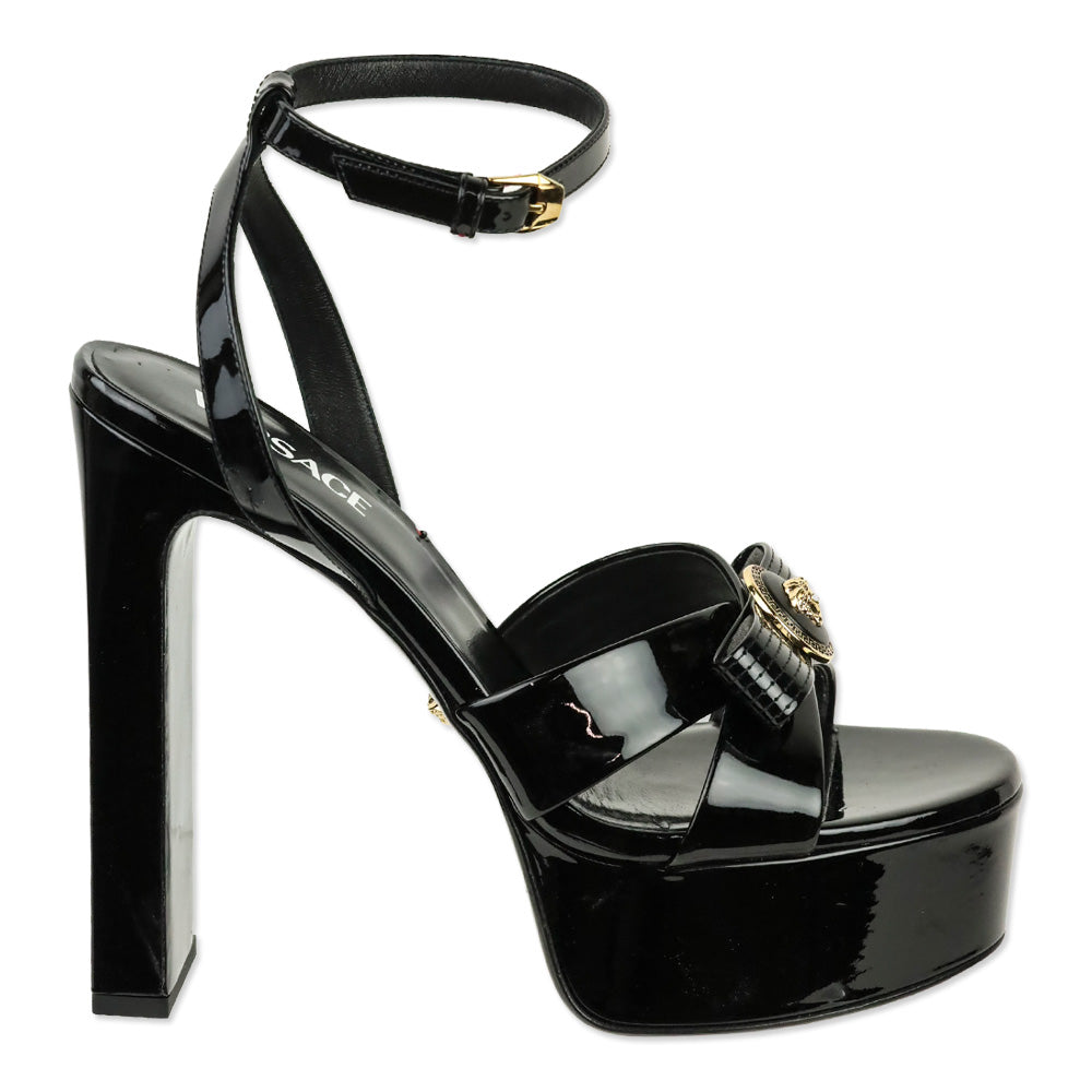 Versace Gianni Ribbon Patent Leather 140mm Sandals