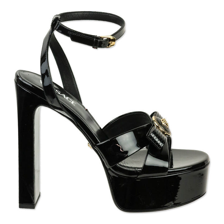 Versace Gianni Ribbon Patent Leather 140mm Sandals