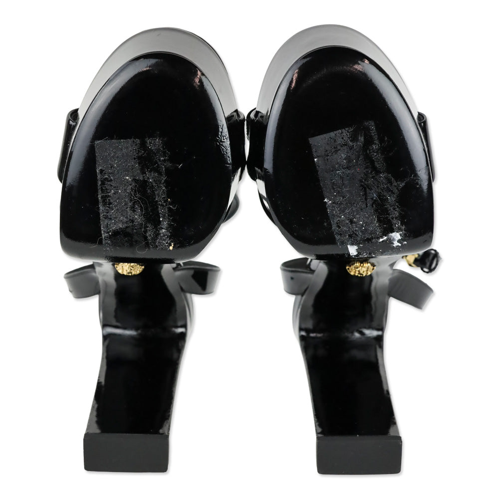 Versace Gianni Ribbon Patent Leather 140mm Sandals
