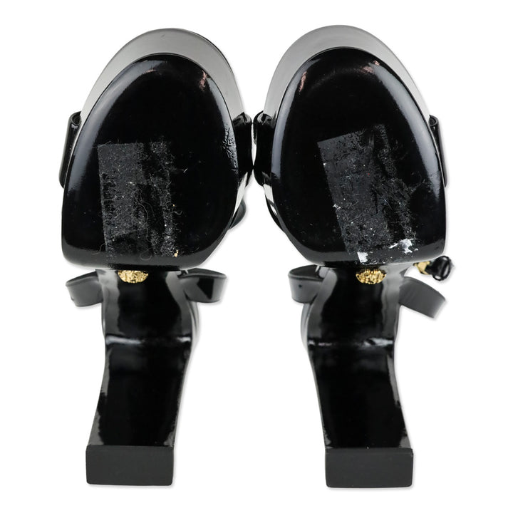 Versace Gianni Ribbon Patent Leather 140mm Sandals
