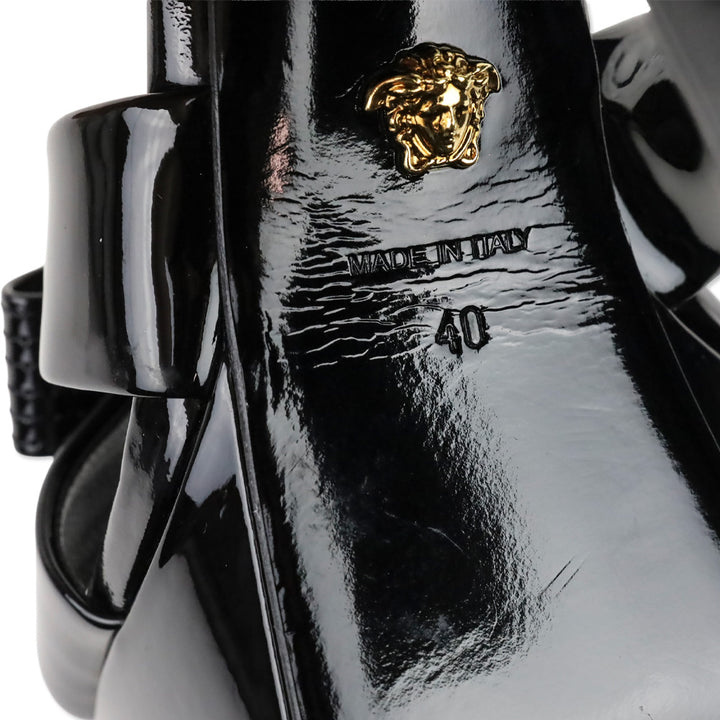 Versace Gianni Ribbon Patent Leather 140mm Sandals