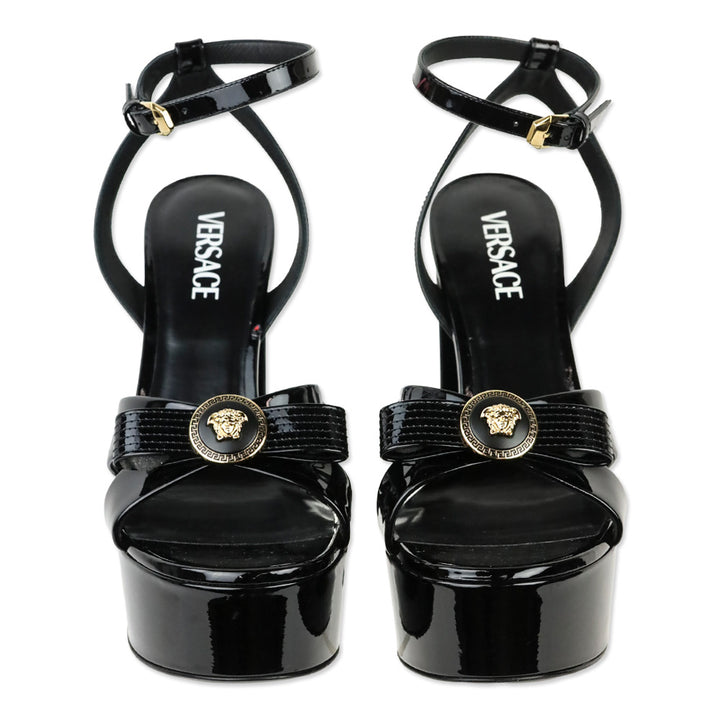 Versace Gianni Ribbon Patent Leather 140mm Sandals