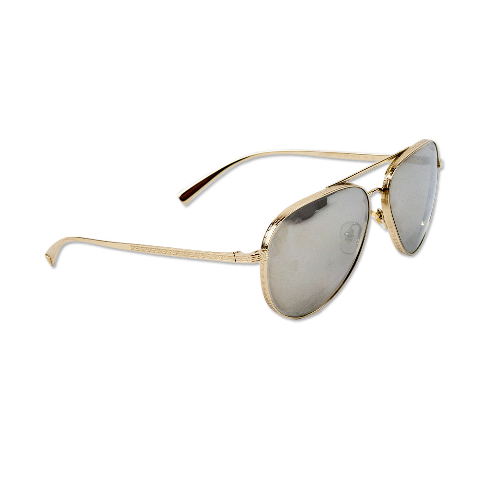 Versace Gold Frame Aviator Sunglasses with Mirrored Lenses