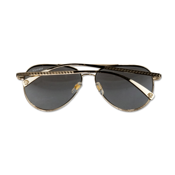 Versace Gold Frame Aviator Sunglasses with Mirrored Lenses