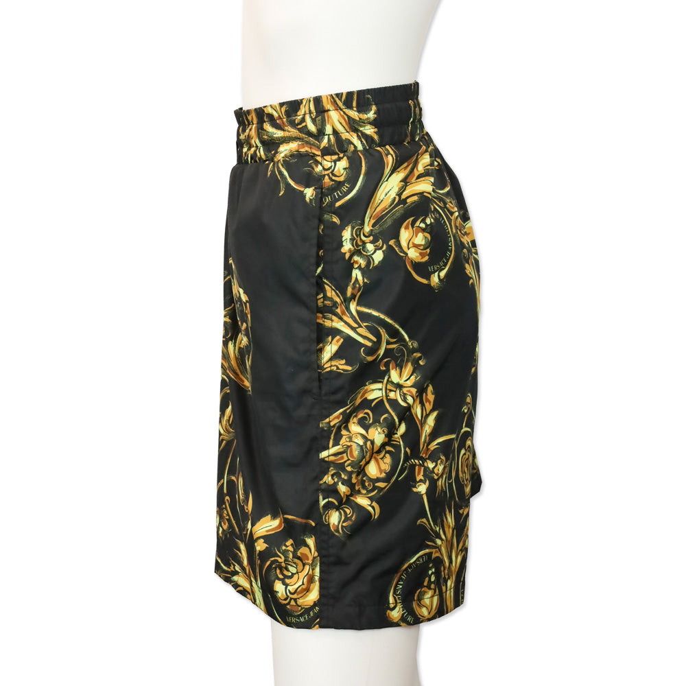 Versace Jeans Couture Black/Gold Garland Printed Swim Shorts