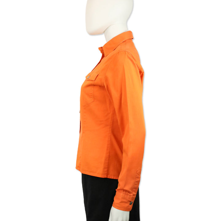 Versace Jeans Signature Orange Medusa Button Up Shirt