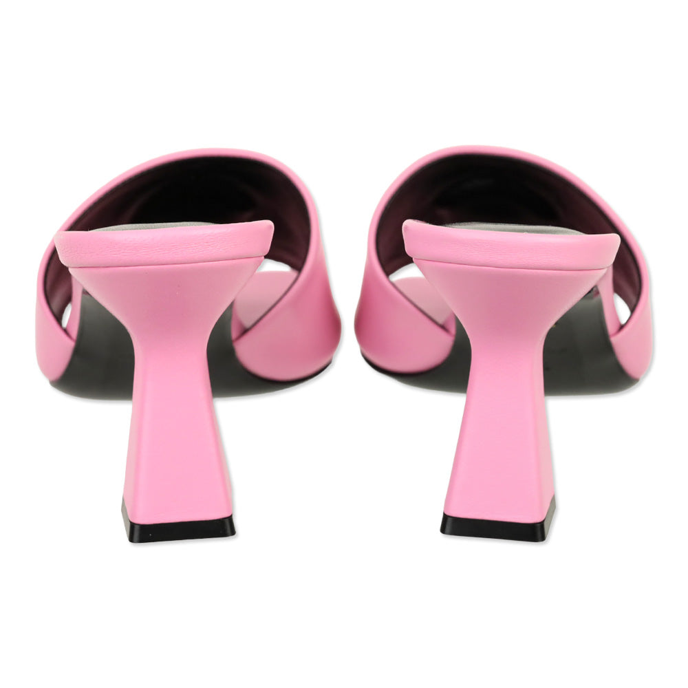Versace Light Pink Leather Medusa Mule Heels