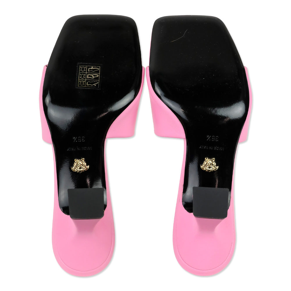 Versace Light Pink Leather Medusa Mule Heels – DBLTKE