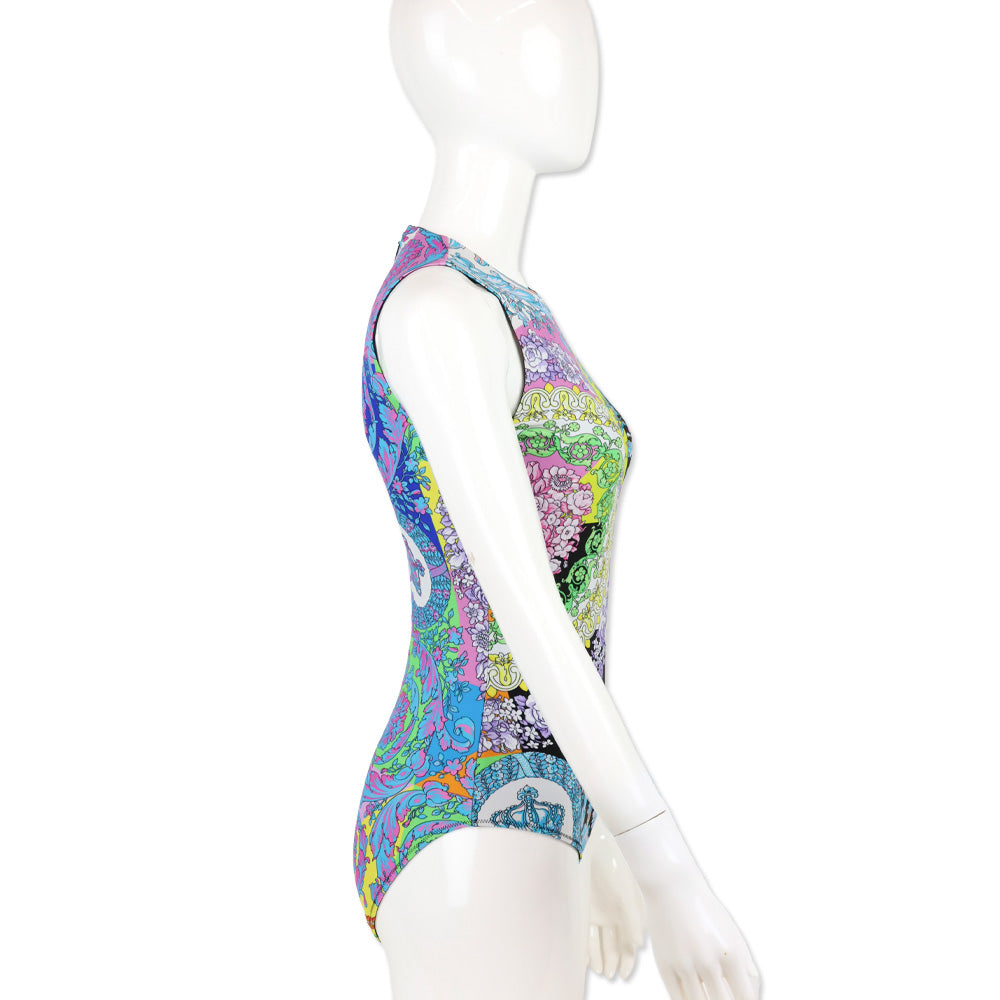 Versace Multicolor Baroque Print Stretch Bodysuit