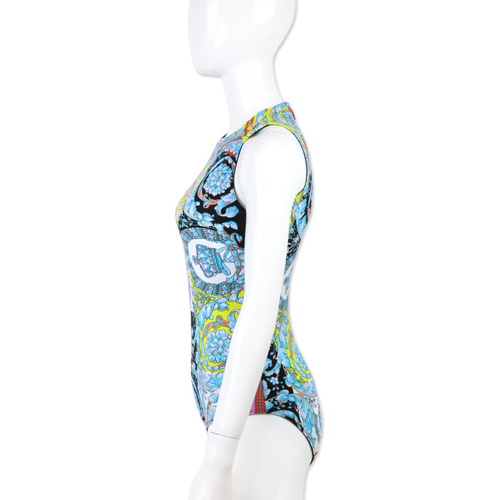 Versace Multicolor Baroque Print Stretch Bodysuit