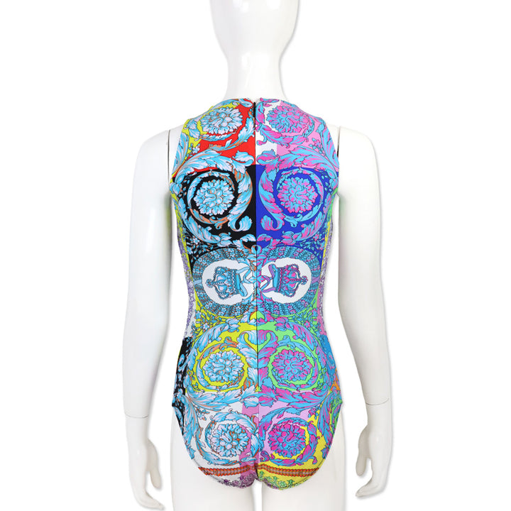 Versace Multicolor Baroque Print Stretch Bodysuit