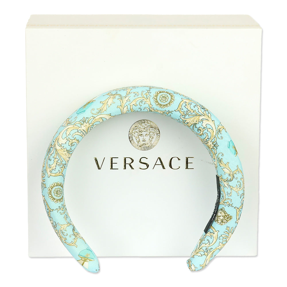 Versace Turquoise and Gold Baroque Padded Headband Versace Parfums Turquoise and Gold Baroque Padded Headband  main image 4