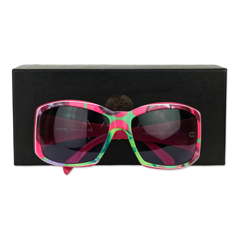 Versace Pink Multicolor Pattern Oversized Square Sunglasses