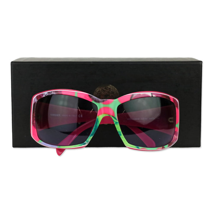 Versace Pink Multicolor Pattern Oversized Square Sunglasses
