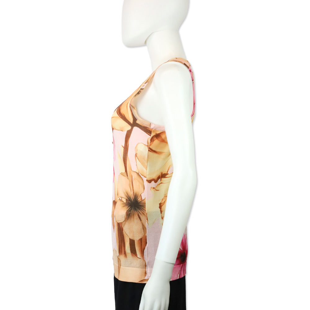 Versace Pink/Peach Floral Knit Tank Top