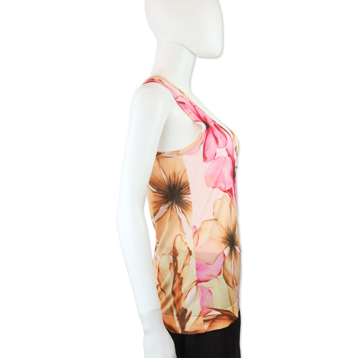 Versace Pink/Peach Floral Knit Tank Top