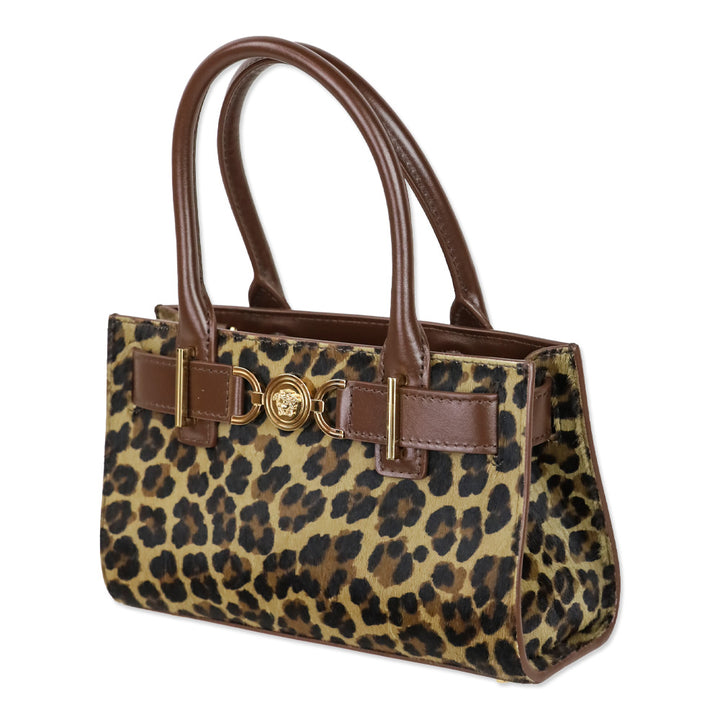Versace Small Medusa '95 Leopard Calf Hair Tote Bag