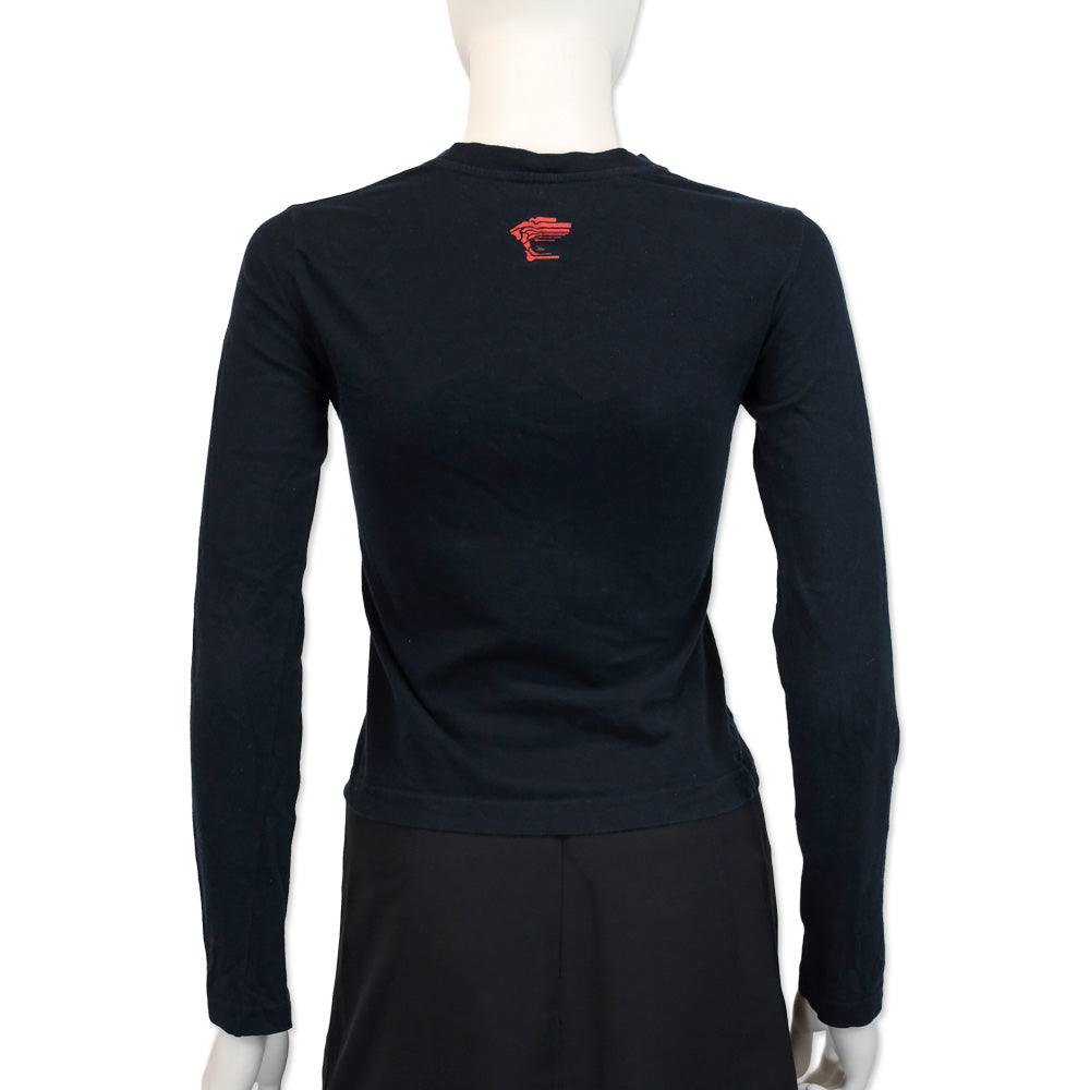 Versace Sport Logo Print Black L/S Top