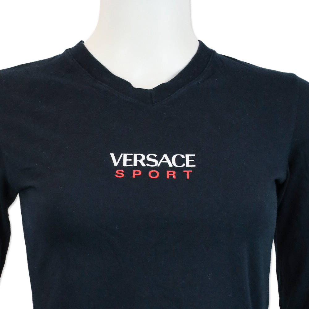 Versace Sport Logo Print Black L/S Top