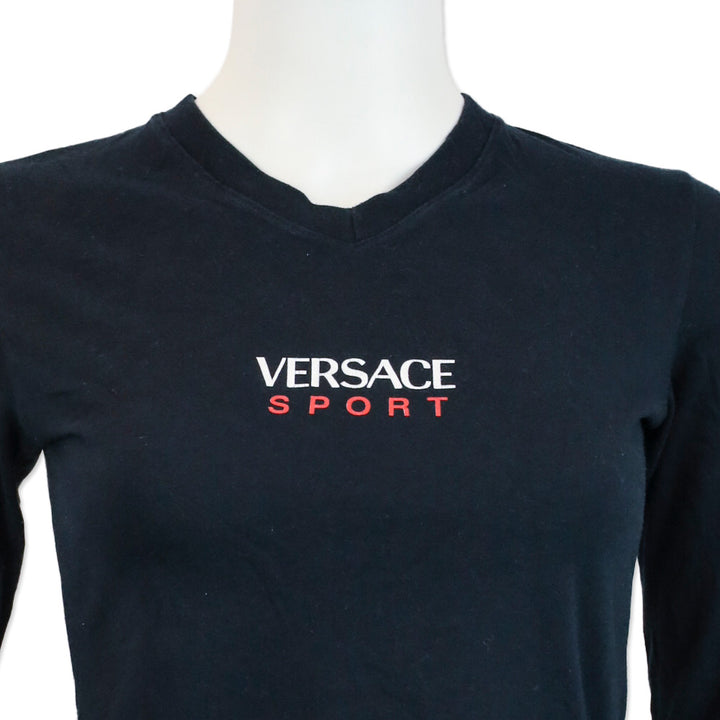 Versace Sport Logo Print Black L/S Top