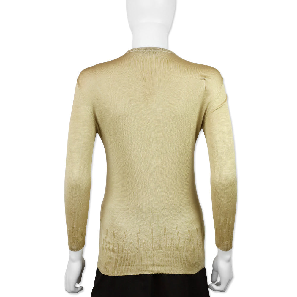 Versace Tan Silk Knit Purple Stripe Sweater
