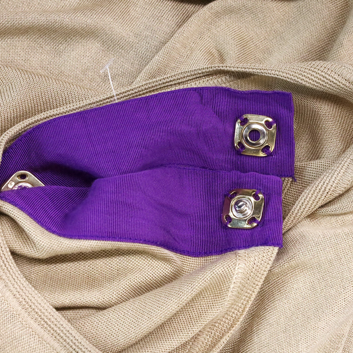 Versace Tan Silk Knit Purple Stripe Sweater
