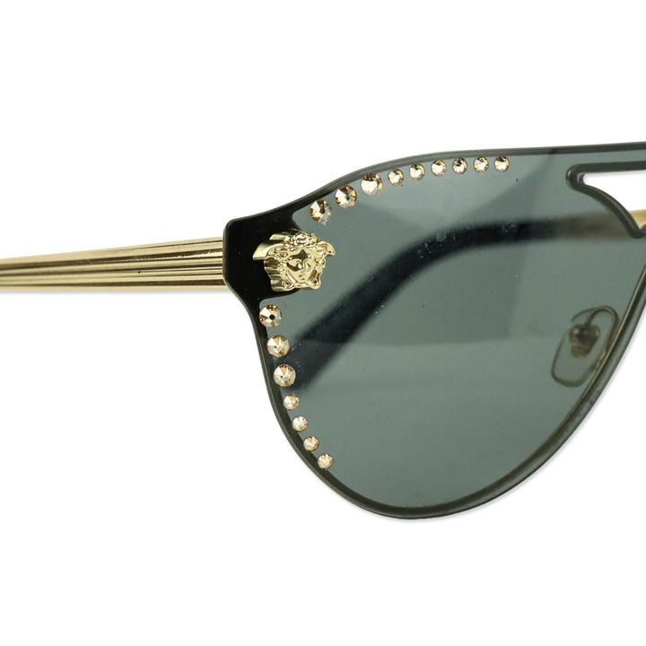 Versace VE2161B Glam Crystal Stud Rock Medusa Sunglasses