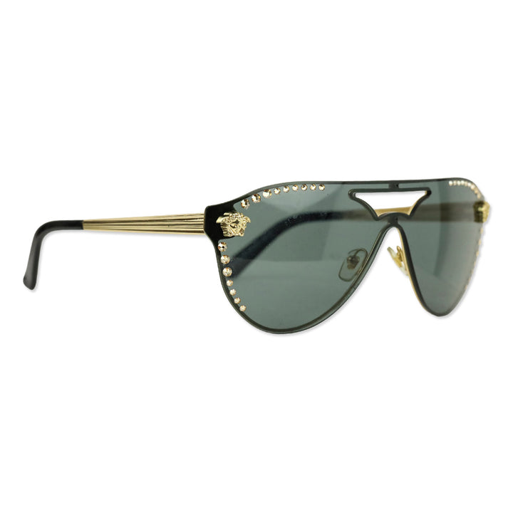 Versace VE2161B Glam Crystal Stud Rock Medusa Sunglasses