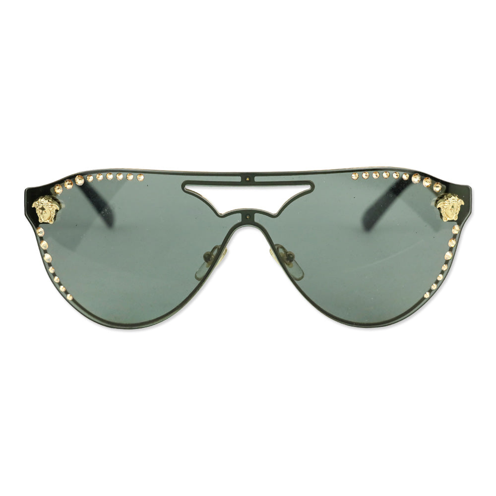 Versace VE2161B Glam Crystal Stud Rock Medusa Sunglasses