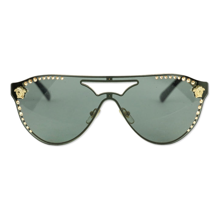 Versace VE2161B Glam Crystal Stud Rock Medusa Sunglasses