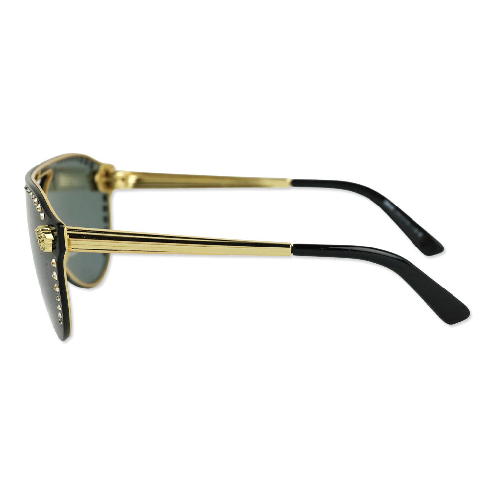 Versace VE2161B Glam Crystal Stud Rock Medusa Sunglasses