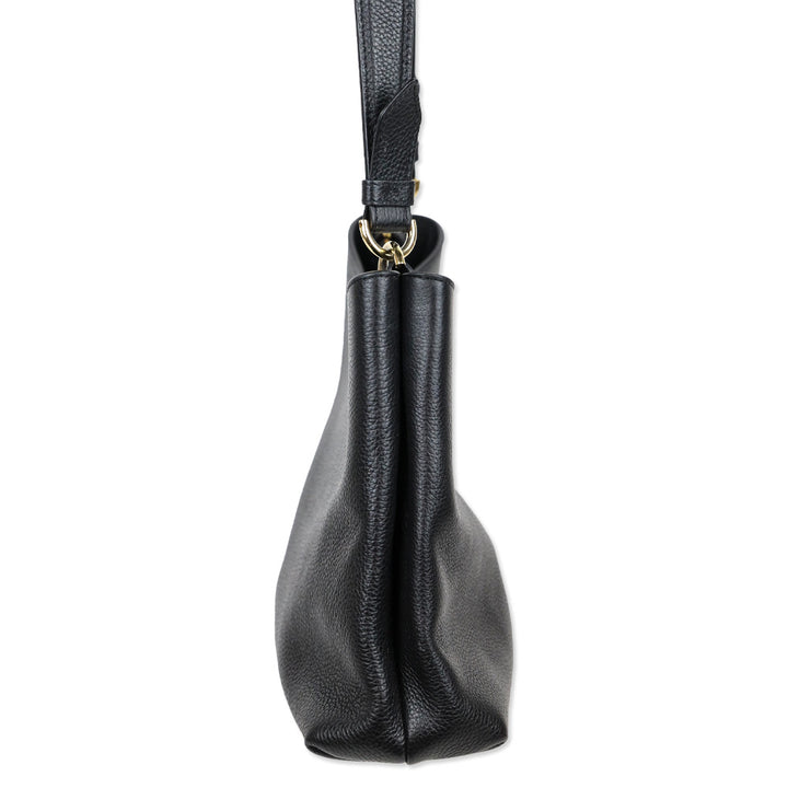 Versace Virtus Small Black Leather Hobo Bag