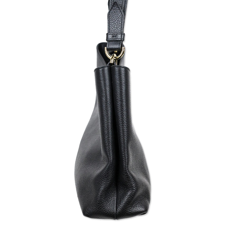 Versace Virtus Small Black Leather Hobo Bag