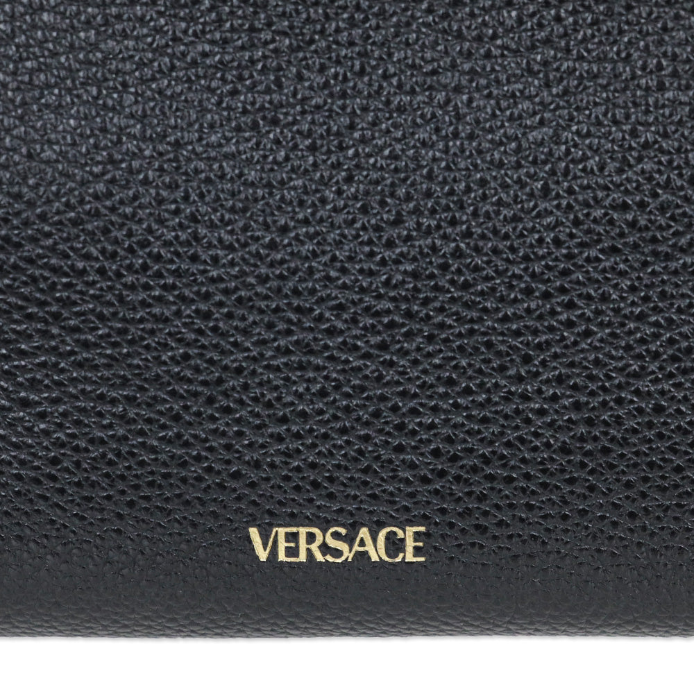Versace Virtus Small Black Leather Hobo Bag