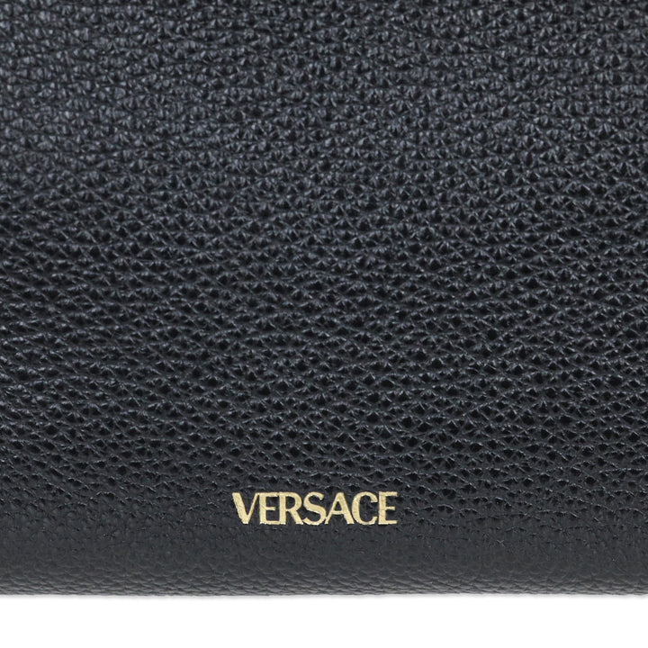 Versace Virtus Small Black Leather Hobo Bag