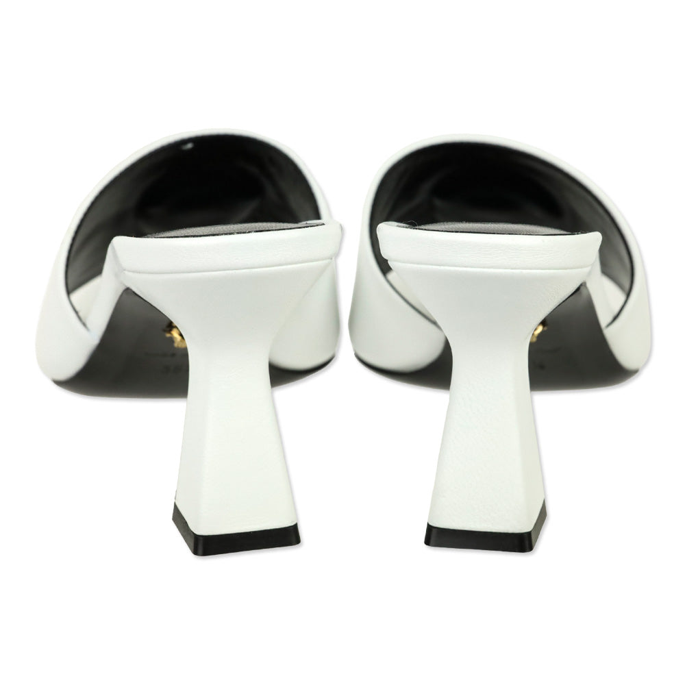 Versace White Leather Medusa Mule Heels