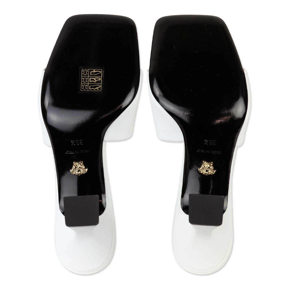 Versace White Leather Medusa Mule Heels