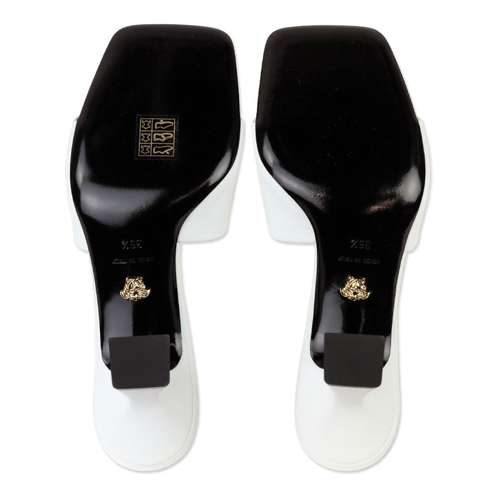 Versace White Leather Medusa Mule Heels