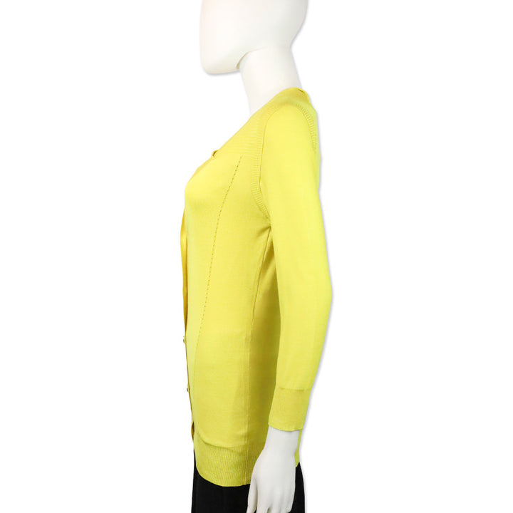 Versace Yellow Silk Knit Button-Front Cardigan
