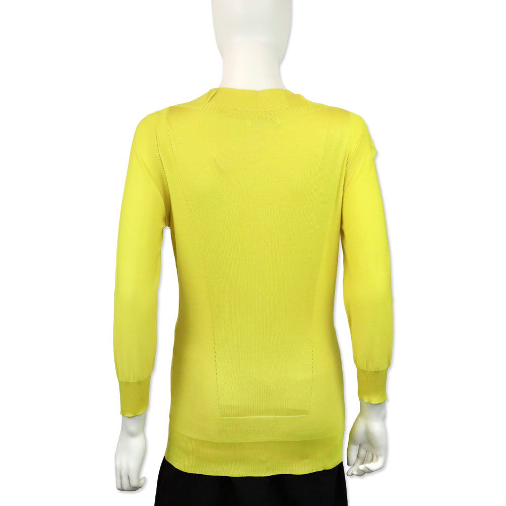 Versace Yellow Silk Knit Button-Front Cardigan