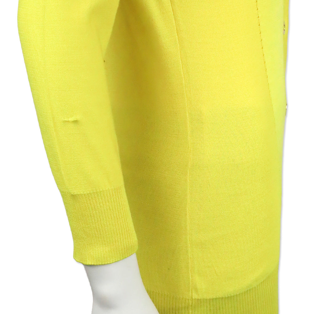Versace Yellow Silk Knit Button-Front Cardigan