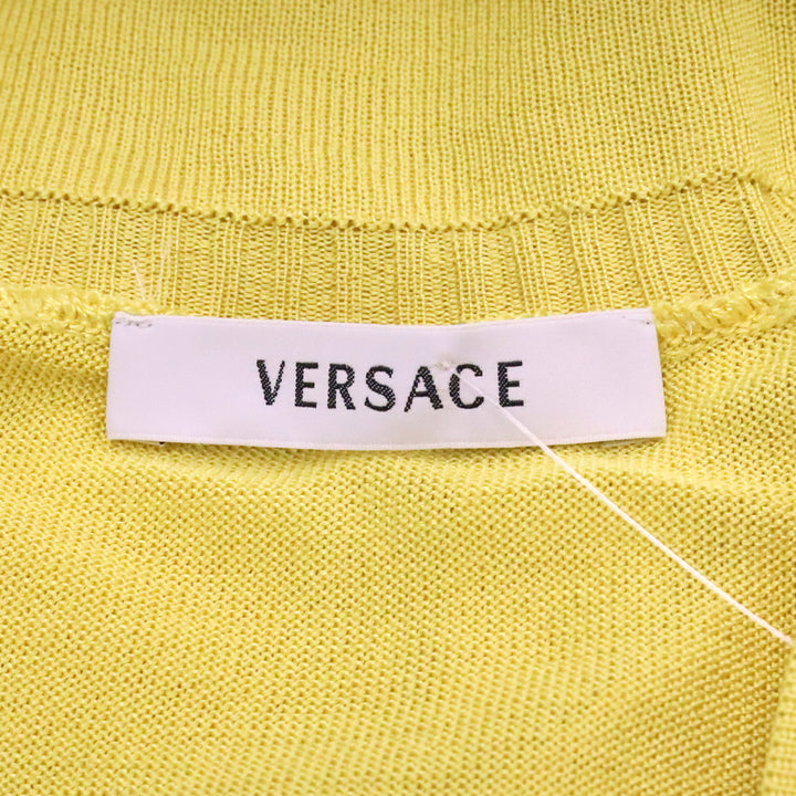 Versace Yellow Silk Knit Button-Front Cardigan