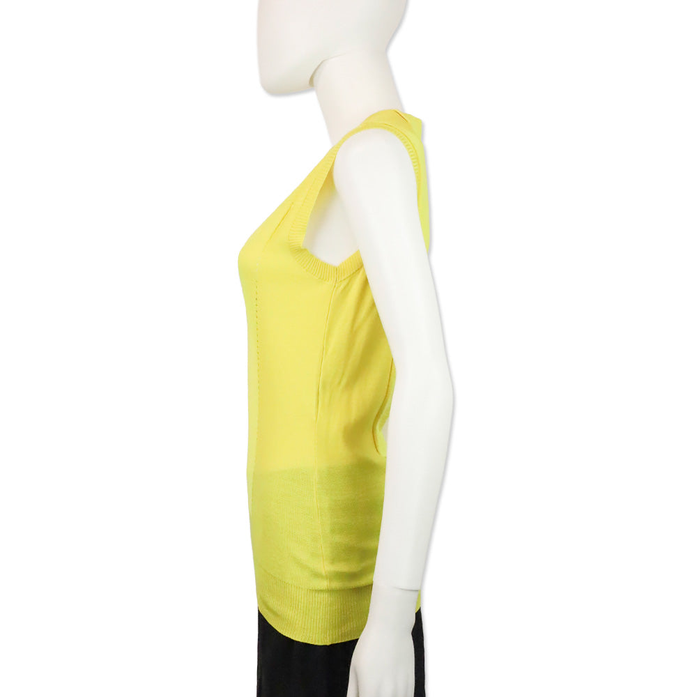 Versace Yellow Silk Knit V-Neck Sleeveless Sweater