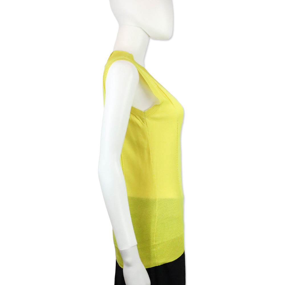 Versace Yellow Silk Knit V-Neck Sleeveless Sweater