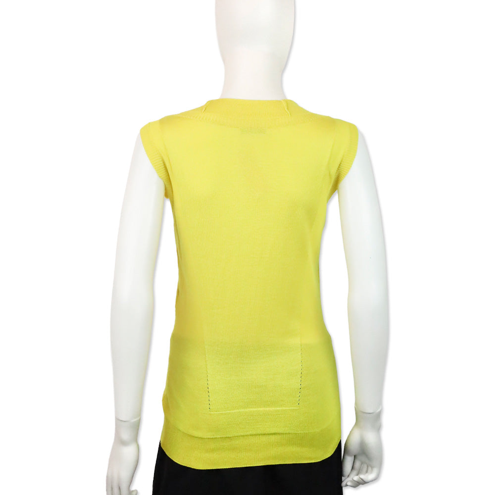 Versace Yellow Silk Knit V-Neck Sleeveless Sweater