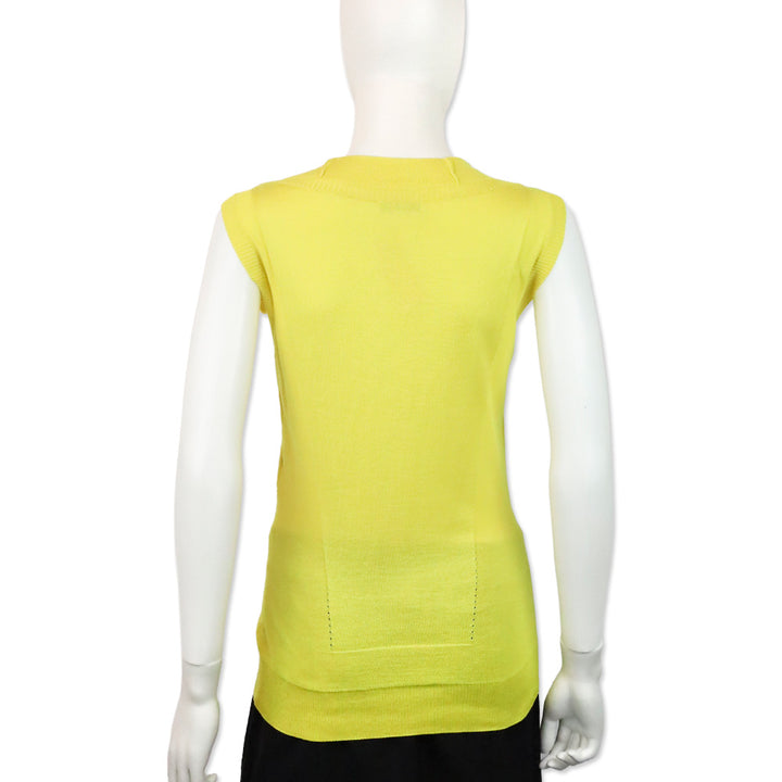 Versace Yellow Silk Knit V-Neck Sleeveless Sweater